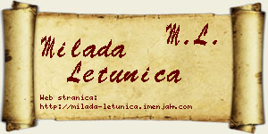 Milada Letunica vizit kartica